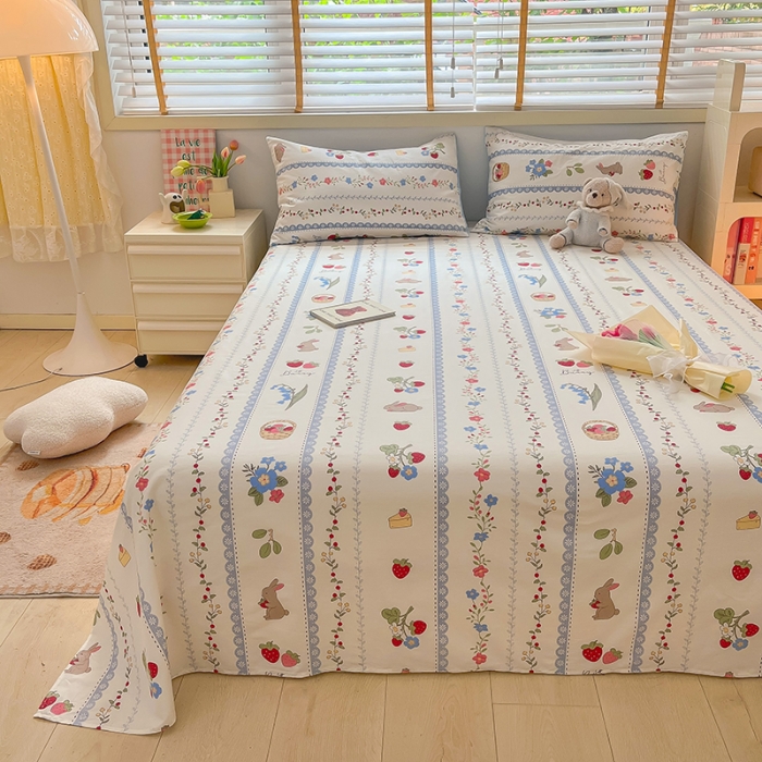 91家纺网 家纺一手货源 找家纺 麦伦 2023新款全棉单品A版单床单床笠-单床单 单品床单-浆果小兔