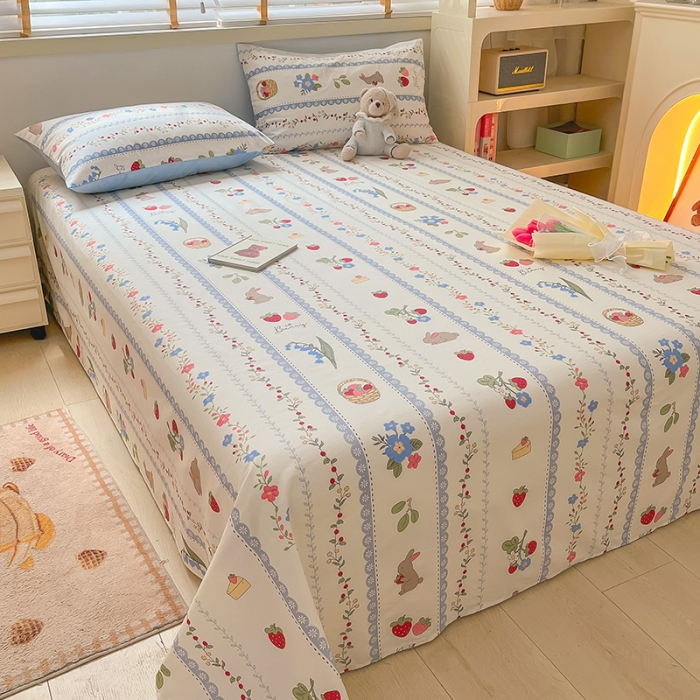 91家纺网 家纺一手货源 找家纺 麦伦 2023新款全棉单品A版单床单床笠-单床单 单品床单-浆果小兔