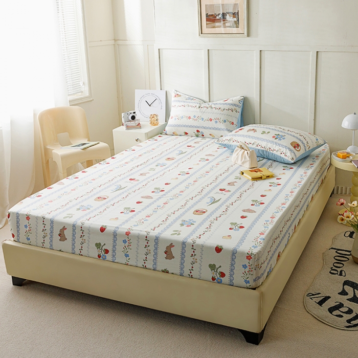 91家纺网 家纺一手货源 找家纺 麦伦 2023新款全棉单品A版单床单床笠-单床笠 单品床笠-浆果小兔