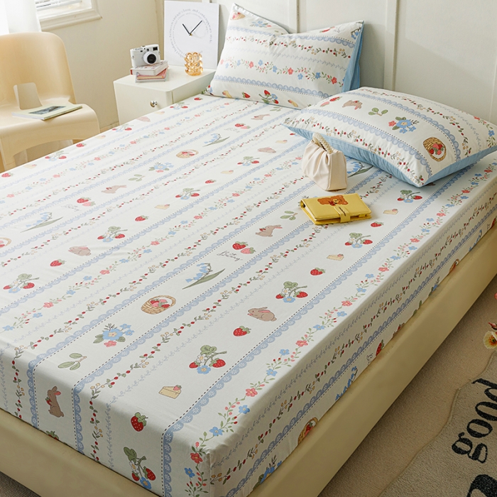 91家纺网 家纺一手货源 找家纺 麦伦 2023新款全棉单品A版单床单床笠-单床笠 单品床笠-浆果小兔