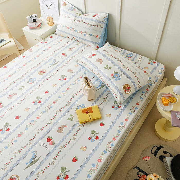 91家纺网 家纺一手货源 找家纺 麦伦 2023新款全棉单品A版单床单床笠-单床笠 单品床笠-浆果小兔