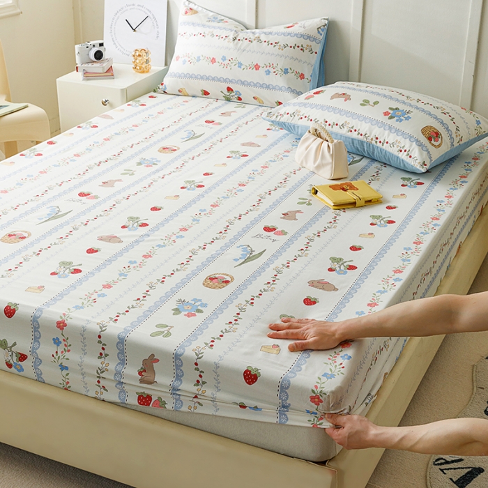 91家纺网 家纺一手货源 找家纺 麦伦 2023新款全棉单品A版单床单床笠-单床笠 单品床笠-浆果小兔