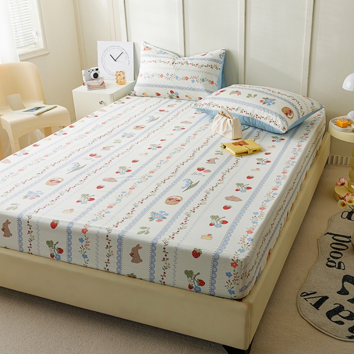 91家纺网 家纺一手货源 找家纺 麦伦 2023新款全棉单品A版单床单床笠-单床笠 单品床笠-浆果小兔