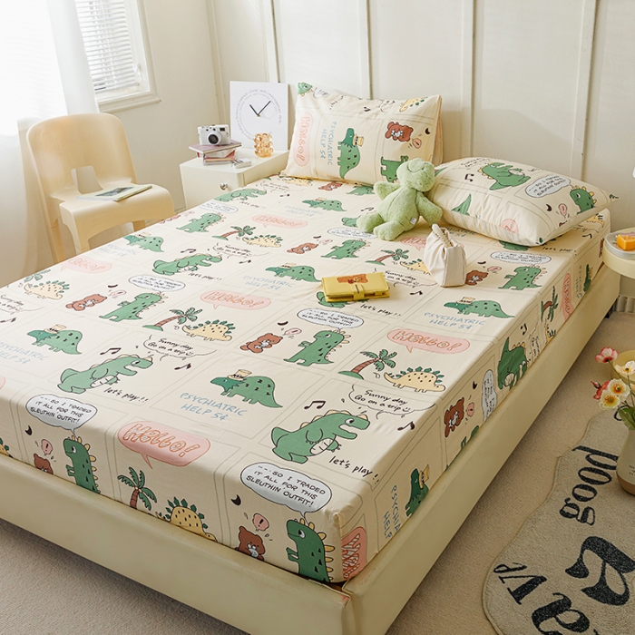 91家纺网 家纺一手货源 找家纺 麦伦 2023新款全棉单品A版单床单床笠-单床笠 单品床笠-恐龙萌游记