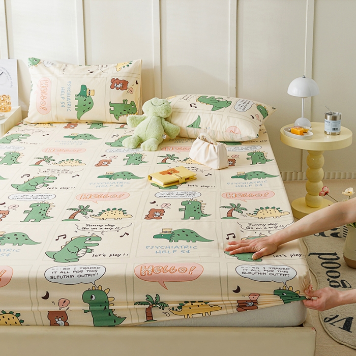 91家纺网 家纺一手货源 找家纺 麦伦 2023新款全棉单品A版单床单床笠-单床笠 单品床笠-恐龙萌游记