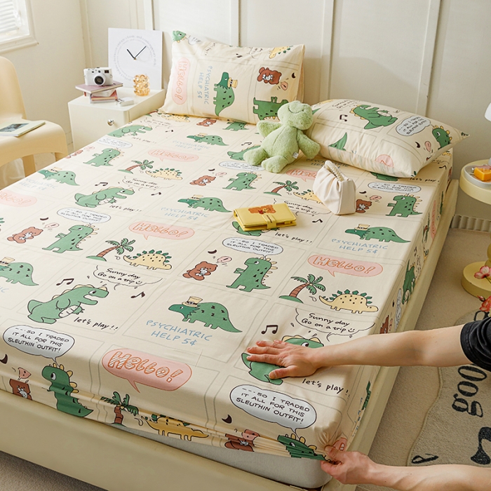 91家纺网 家纺一手货源 找家纺 麦伦 2023新款全棉单品A版单床单床笠-单床笠 单品床笠-恐龙萌游记