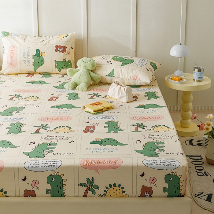 91家纺网 家纺一手货源 找家纺 麦伦 2023新款全棉单品A版单床单床笠-单床笠 单品床笠-恐龙萌游记