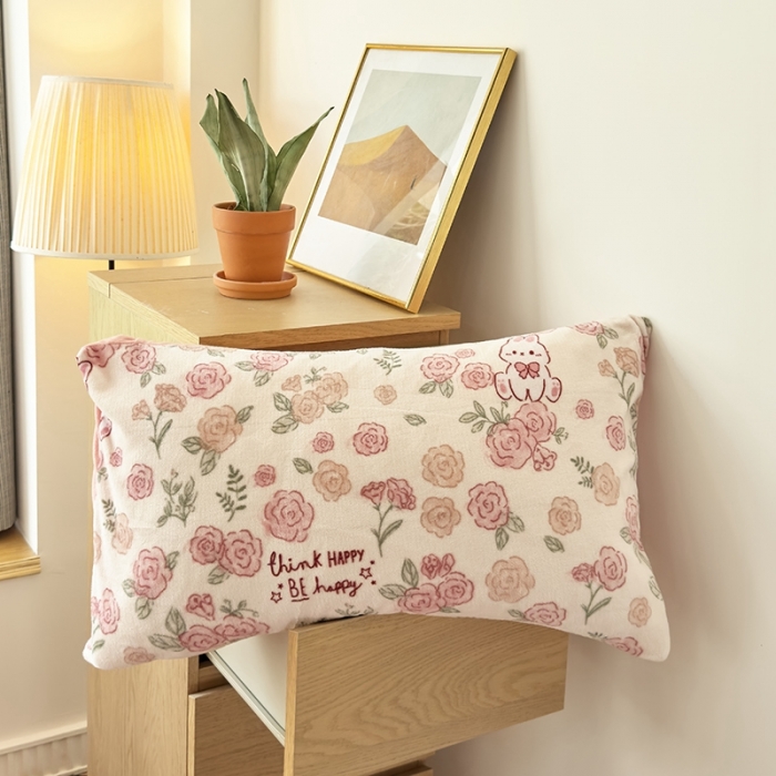 91家纺网 家纺一手货源 找家纺 梦莱斯 2023新款高克重保暖牛奶绒水晶绒印花四件套 粉玫瑰