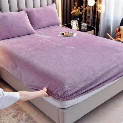 91家纺网 家纺一手货源 找家纺 七仙女家纺 2025新款A类230g高克重牛奶绒单品床笠 丁香紫