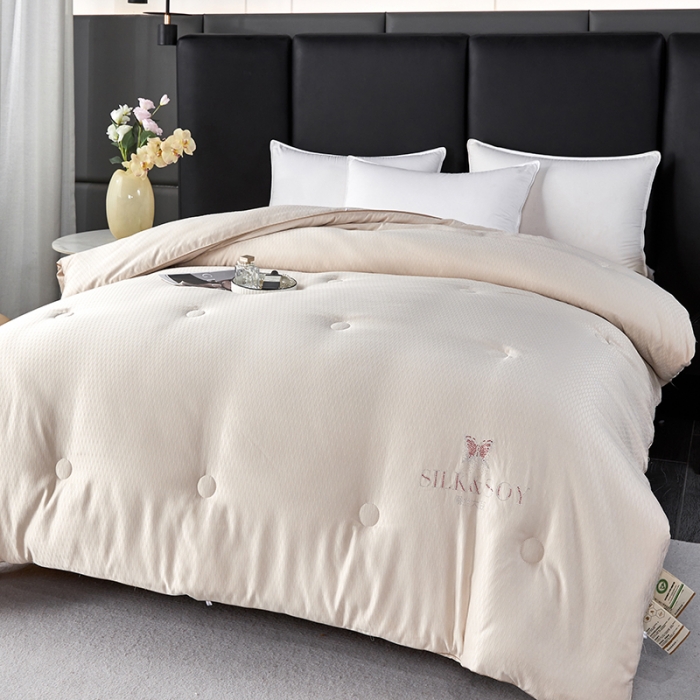 91家纺网 家纺一手货源 找家纺 丽卡家纺 2023新款米兰大豆被 卡其