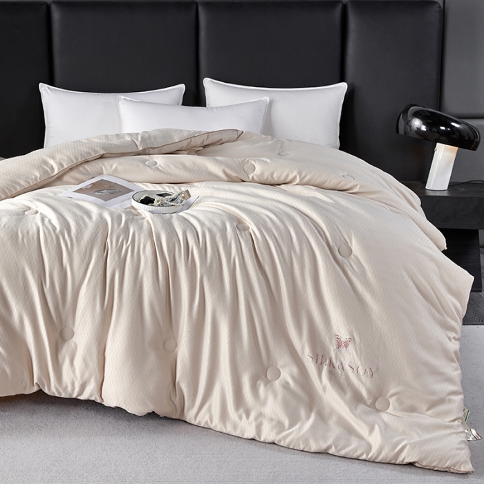 91家纺网 家纺一手货源 找家纺 丽卡家纺 2023新款米兰大豆被 卡其