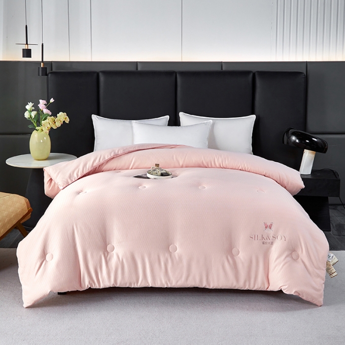 91家纺网 家纺一手货源 找家纺 丽卡家纺 2023新款米兰大豆被 粉玉