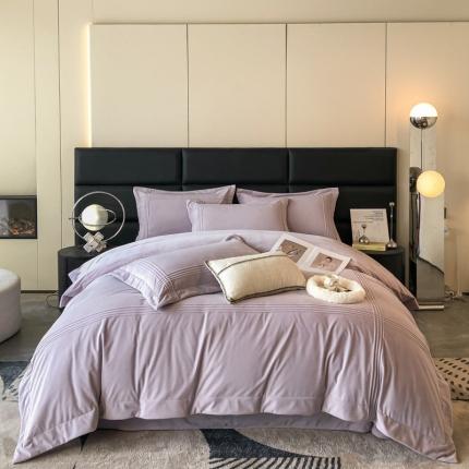 91家纺网 家纺一手货源 找家纺 嗯呢2023新款A类高克重婴儿绒牛奶绒埋绳保暖绒四件套 丁香紫