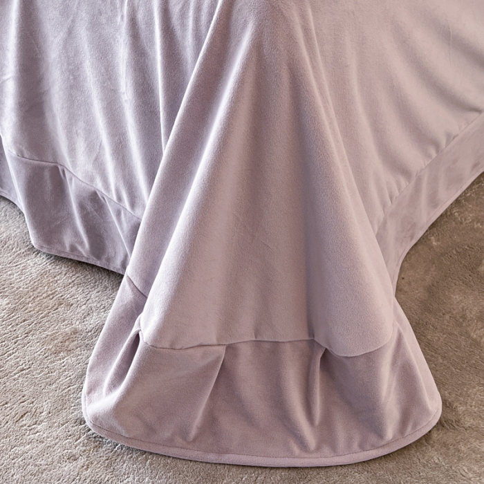 91家纺网 家纺一手货源 找家纺 嗯呢2023新款A类高克重婴儿绒牛奶绒埋绳保暖绒四件套 丁香紫