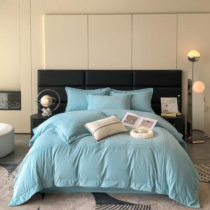 91家纺网 家纺一手货源 找家纺 嗯呢2023新款A类高克重婴儿绒牛奶绒埋绳保暖绒四件套 天兰