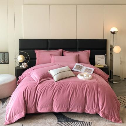 91家纺网 家纺一手货源 找家纺 嗯呢2023新款A类高克重婴儿绒牛奶绒埋绳保暖绒四件套 藕粉