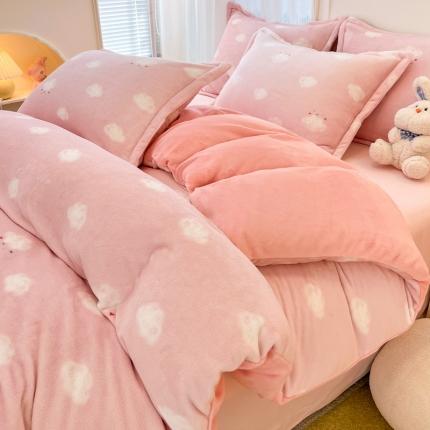 91家纺网 家纺一手货源 找家纺 （总）川悦生活 直播爆款ins网红风200克印花小清新卡通牛奶绒四件套