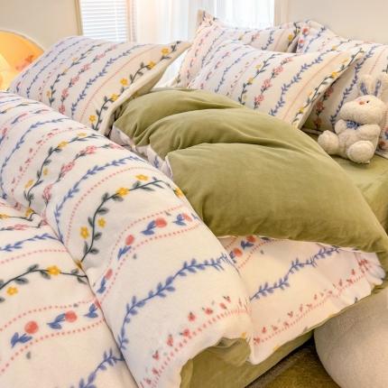 91家纺网 家纺一手货源 找家纺 （总）川悦生活 直播爆款ins网红风200克印花小清新卡通牛奶绒四件套