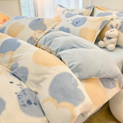 91家纺网 家纺一手货源 找家纺 （总）川悦生活 直播爆款ins网红风200克印花小清新卡通牛奶绒四件套