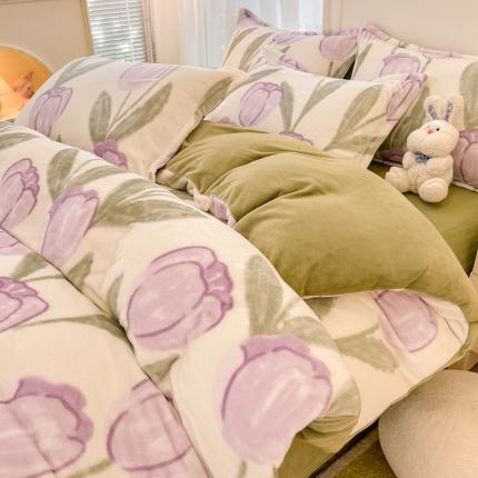 91家纺网 家纺一手货源 找家纺 （总）川悦生活 直播爆款ins网红风200克印花小清新卡通牛奶绒四件套