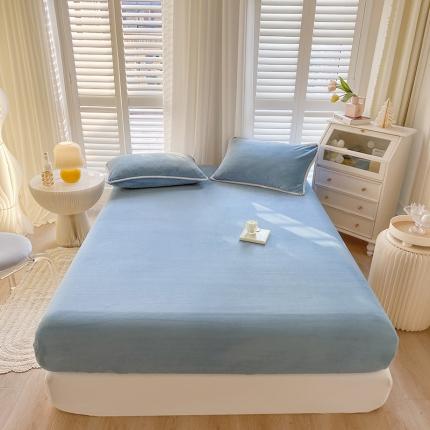 91家纺网 家纺一手货源 找家纺 857 2023新款牛奶绒床笠 宝石蓝