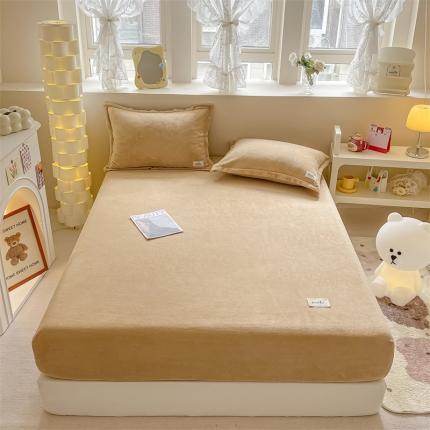 857 2023新款牛奶绒床笠 巧克力色