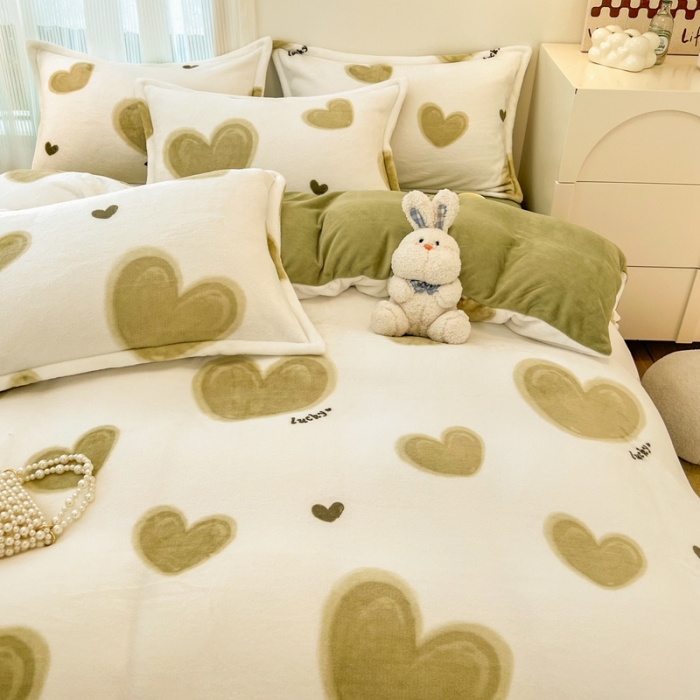 91家纺网 家纺一手货源 找家纺 川悦生活 直播爆款ins网红风200克印花小清新卡通牛奶绒四件套 萌心