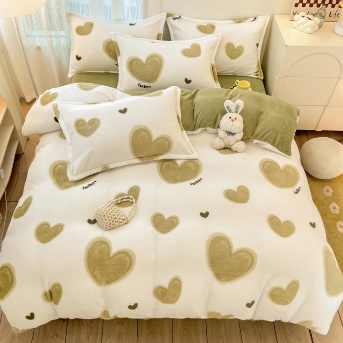 91家纺网 家纺一手货源 找家纺 川悦生活 直播爆款ins网红风200克印花小清新卡通牛奶绒四件套 萌心