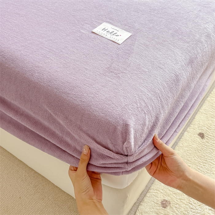 91家纺网 家纺一手货源 找家纺 857 2023新款牛奶绒床笠 薰衣草紫