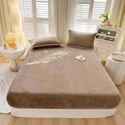 857 2023新款牛奶绒床笠 咖色