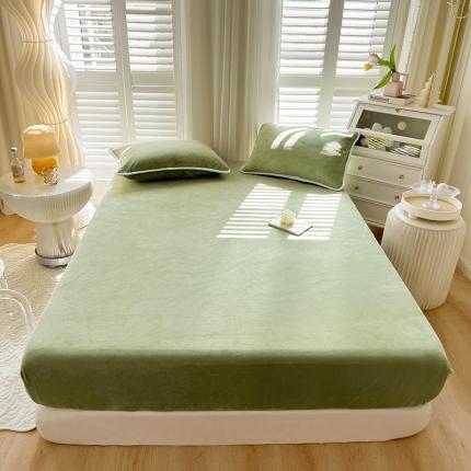 857 2023新款牛奶绒床笠 墨绿