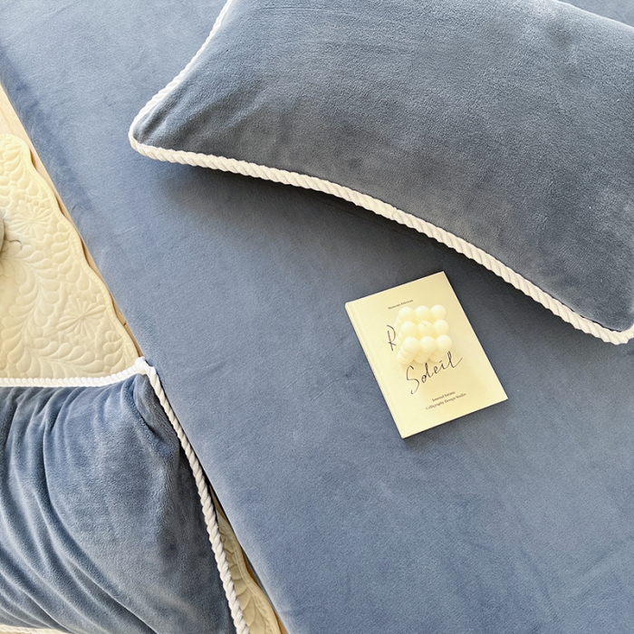 91家纺网 家纺一手货源 找家纺 857 2023新款牛奶绒床笠 深蓝