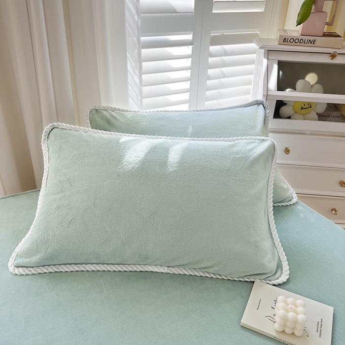 91家纺网 家纺一手货源 找家纺 857 2023新款牛奶绒床笠 水绿