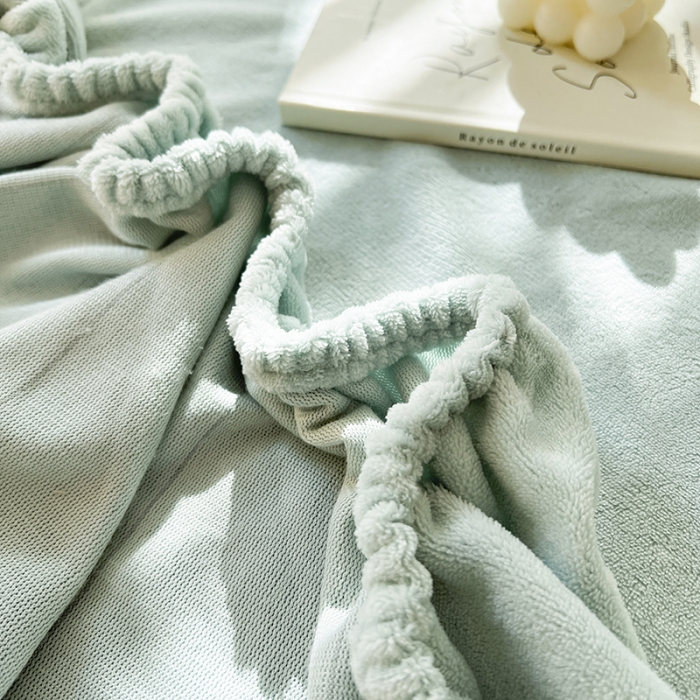 91家纺网 家纺一手货源 找家纺 857 2023新款牛奶绒床笠 水绿