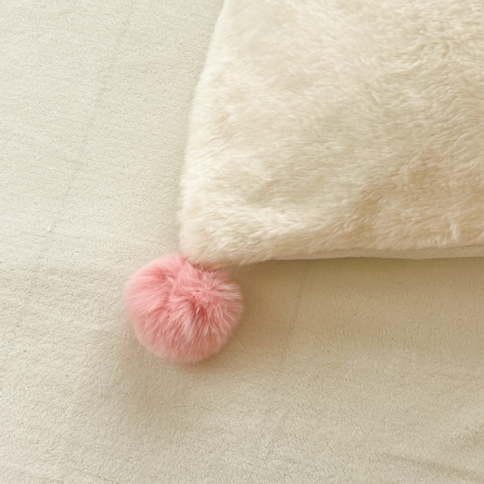 91家纺网 家纺一手货源 找家纺 艾米家居 2023新款秋冬懒兔绒四件套-球球款 白色