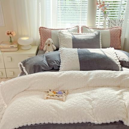 91家纺网 家纺一手货源 找家纺 （总）艾米家居 2023新款秋冬懒兔玫瑰绒牛奶绒四件套