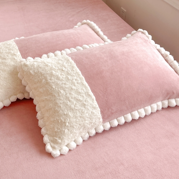 91家纺网 家纺一手货源 找家纺 艾米家居 2023新款秋冬懒兔玫瑰绒牛奶绒四件套 豆沙