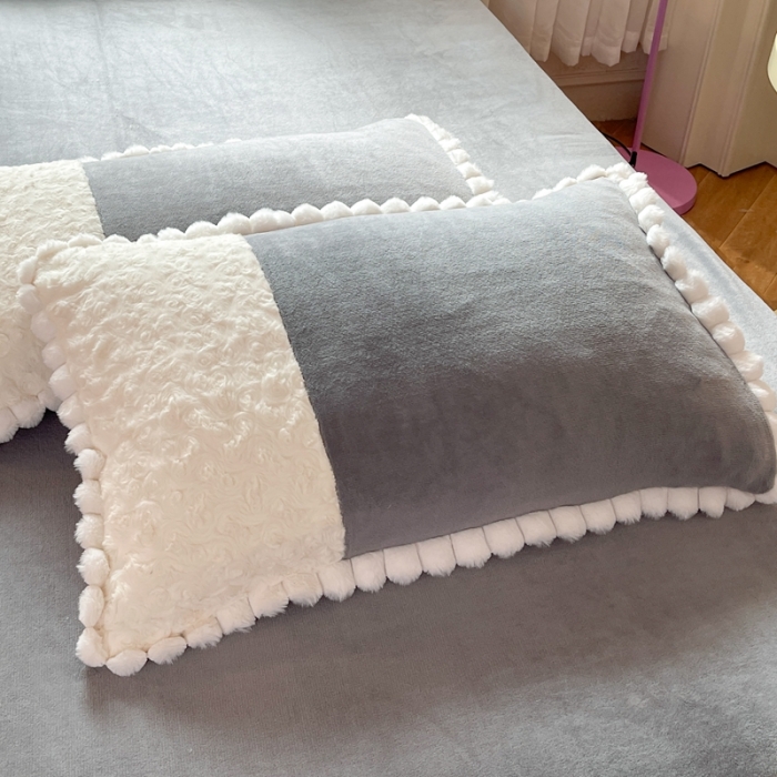 91家纺网 家纺一手货源 找家纺 艾米家居 2023新款秋冬懒兔玫瑰绒牛奶绒四件套 灰色