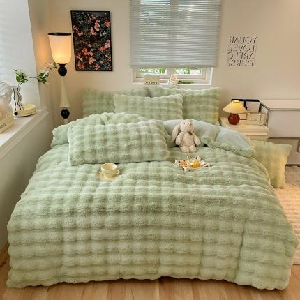 91家纺网 家纺一手货源 找家纺 （总）满座2025新款高克重托卡斯仿皮草大泡泡兔兔绒牛奶绒四件套