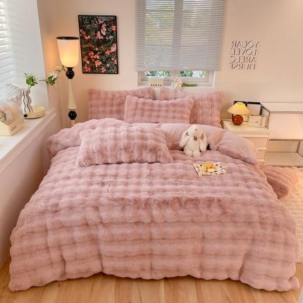 91家纺网 家纺一手货源 找家纺 （总）满座2025新款高克重托卡斯仿皮草大泡泡兔兔绒牛奶绒四件套