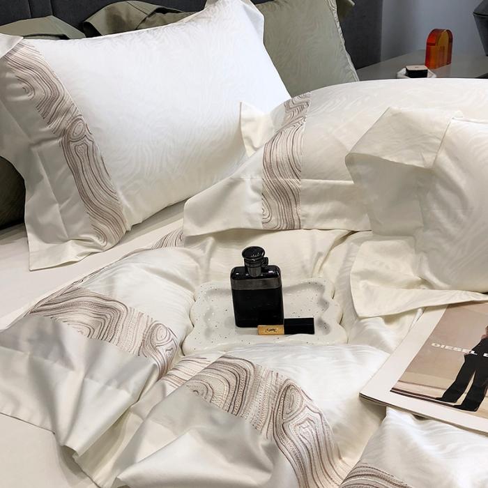 91家纺网 家纺一手货源 找家纺 黑白森林23款100支全棉提花四件套纯棉床上用品