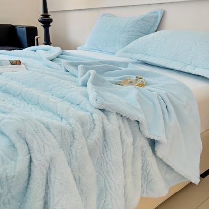 N先生 2023秋冬新款高克重兔毛毛毯-语嫣系列 语嫣-蓝