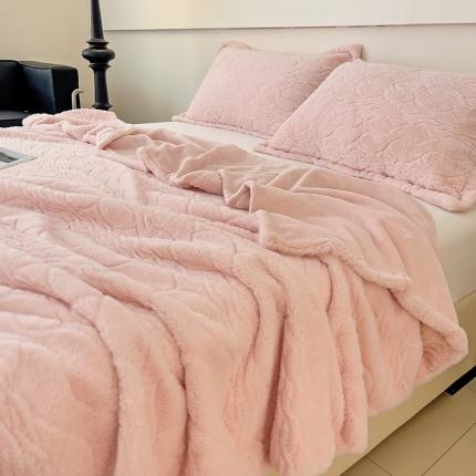 N先生 2023秋冬新款高克重兔毛毛毯-语嫣系列 语嫣-粉
