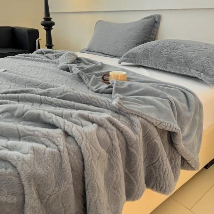 N先生 2023秋冬新款高克重兔毛毛毯-语嫣系列 语嫣-灰