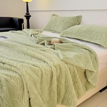 N先生 2023秋冬新款高克重兔毛毛毯-语嫣系列 语嫣-绿