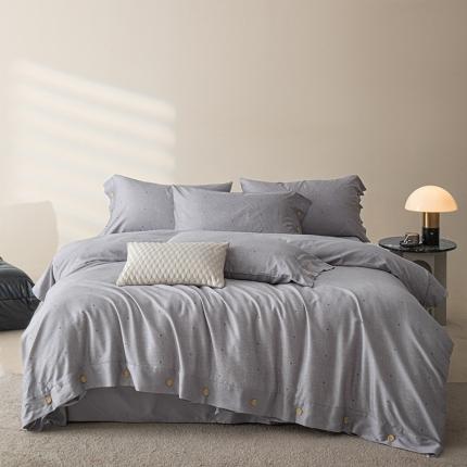 91家纺网 家纺一手货源 找家纺 栩裕纺织 2023新款磨毛艾阳绒纽扣款四件套 星辰灰