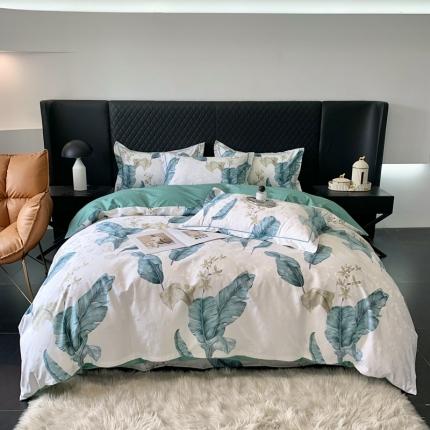 91家纺网 家纺一手货源 找家纺 名佰蕙家纺 2024新款珍丝大提花全棉四件套 叶茉婉香