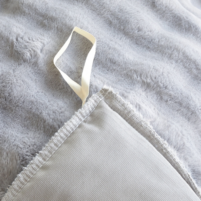 91家纺网 家纺一手货源 找家纺 新月 2023新款泡泡兔毛绒亲肤舒适四件套 泡泡-灰