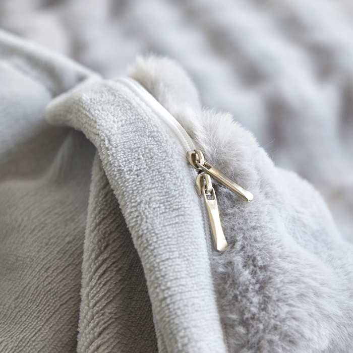 91家纺网 家纺一手货源 找家纺 新月 2023新款泡泡兔毛绒亲肤舒适四件套 泡泡-灰