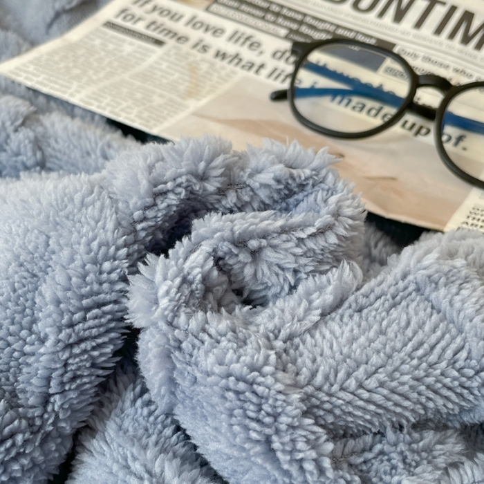 91家纺网 家纺一手货源 找家纺 欧邦 新款爆款AB版加厚提花塔芙绒羊羔绒毛毯 雾蓝